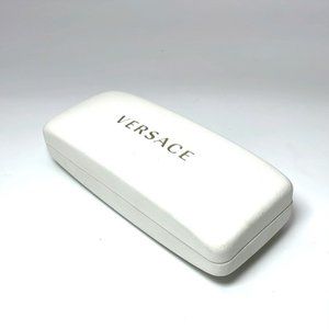 Versace White and Gold Leather Clamshell Sunglasses Glasses Case